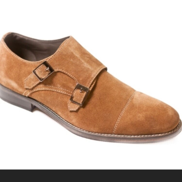 Tan Suede Double Monk Straps by Vostro Prezzo